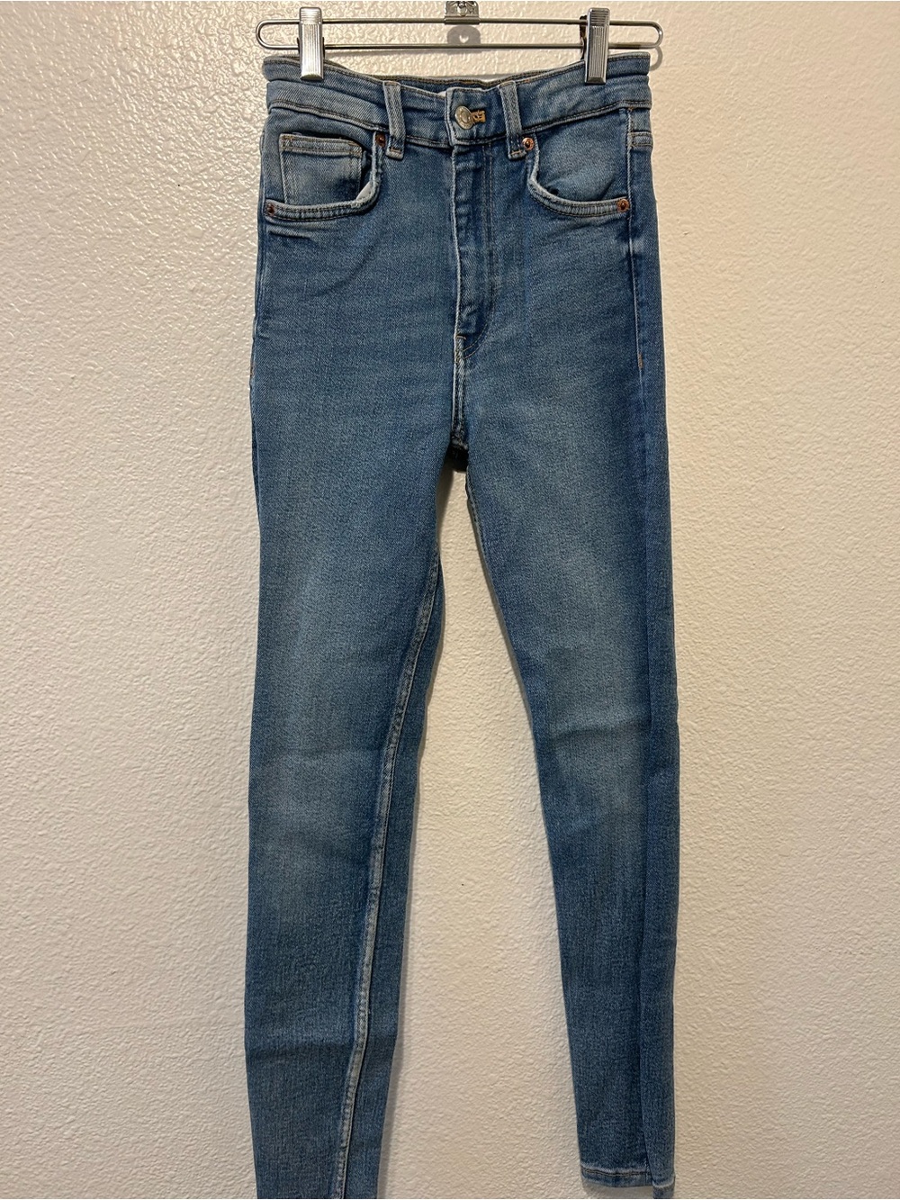 Zara Medium Blue High-Rise Skinny Jeans